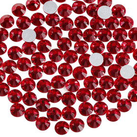 Close-up of BEADSLAND Dark Siam SS20 rhinestones showing size and sparkle