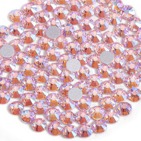 Close-up of BEADSLAND flat back rhinestones in light pink AB