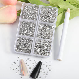Close-up of BEADSLAND Flatback Rhinestones showing different sizes