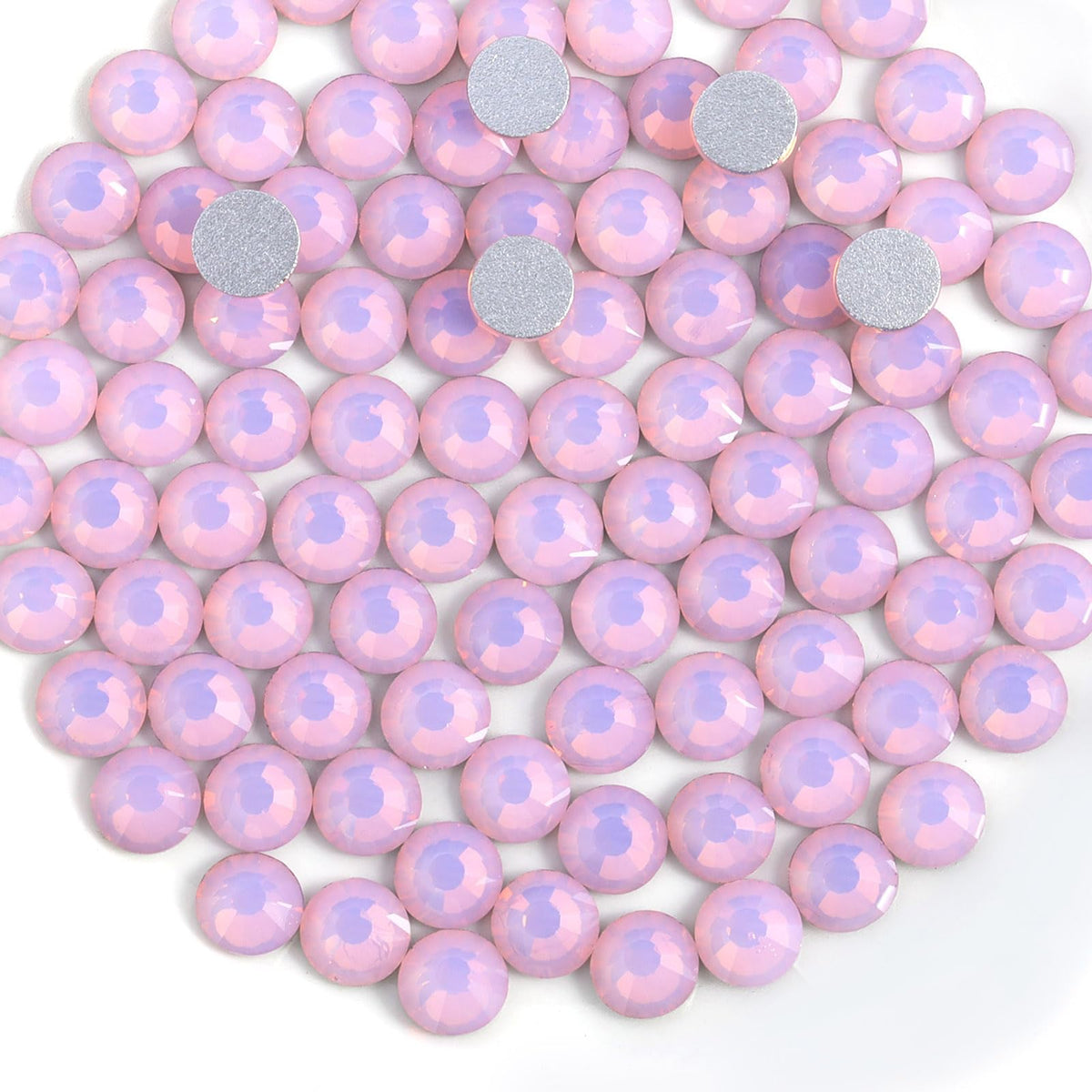Close-up of BEADSLAND light rose opal rhinestones showing size and clarity