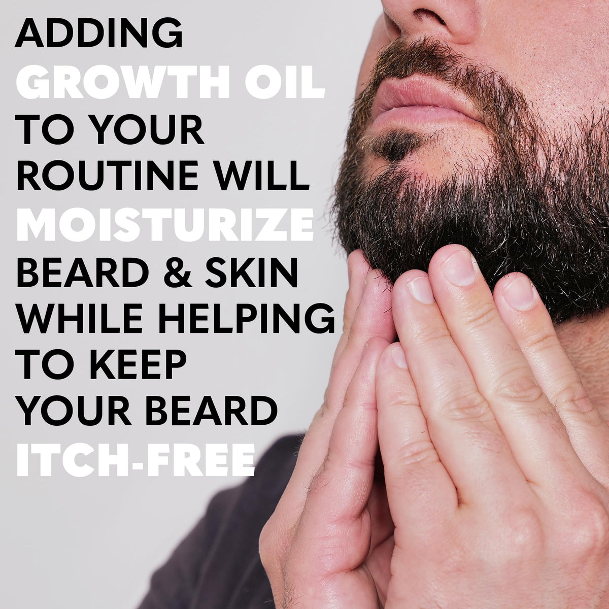 Close-up of Beard Growth Oil application