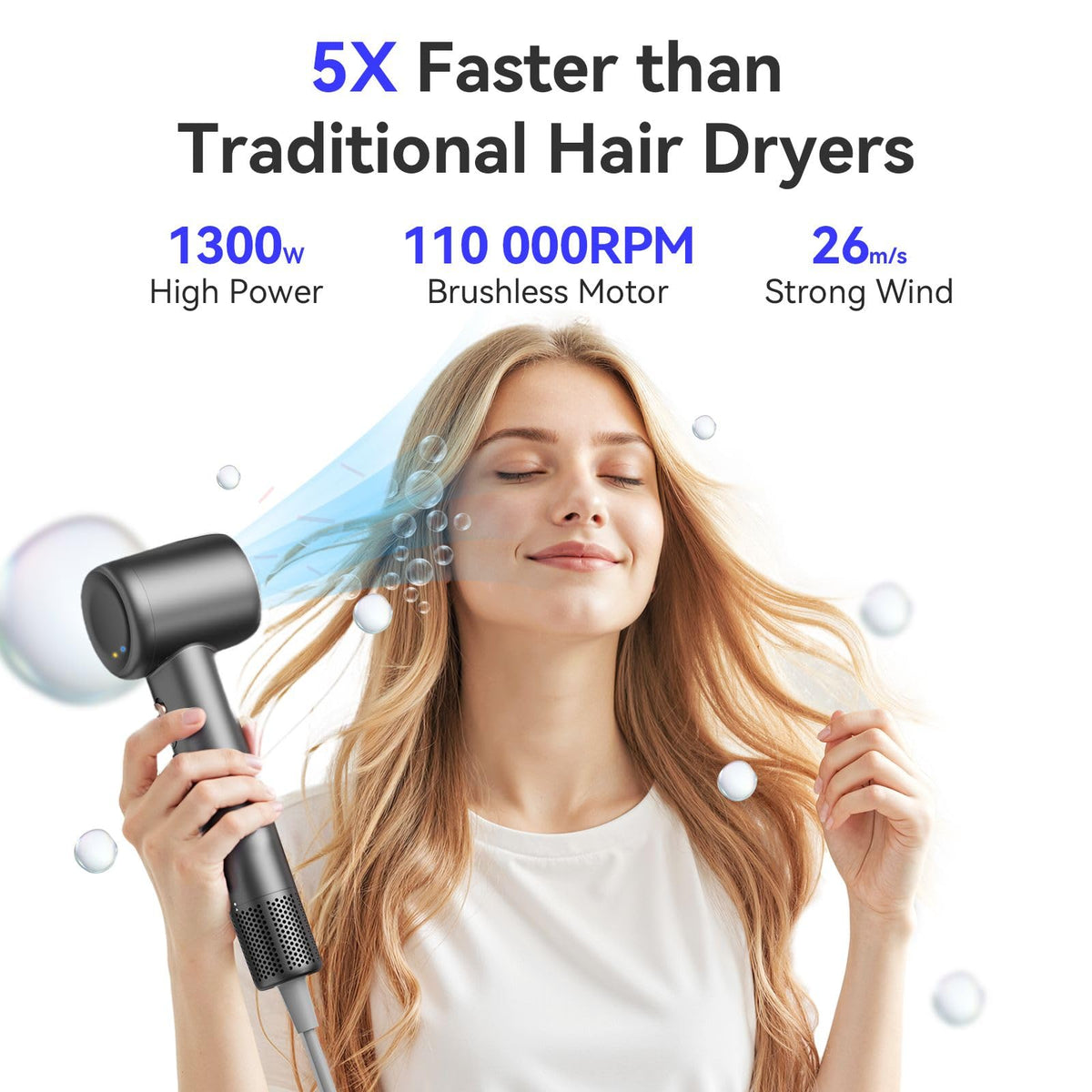 Close-up of BeautiFlow Hair Dryer controls and heat settings