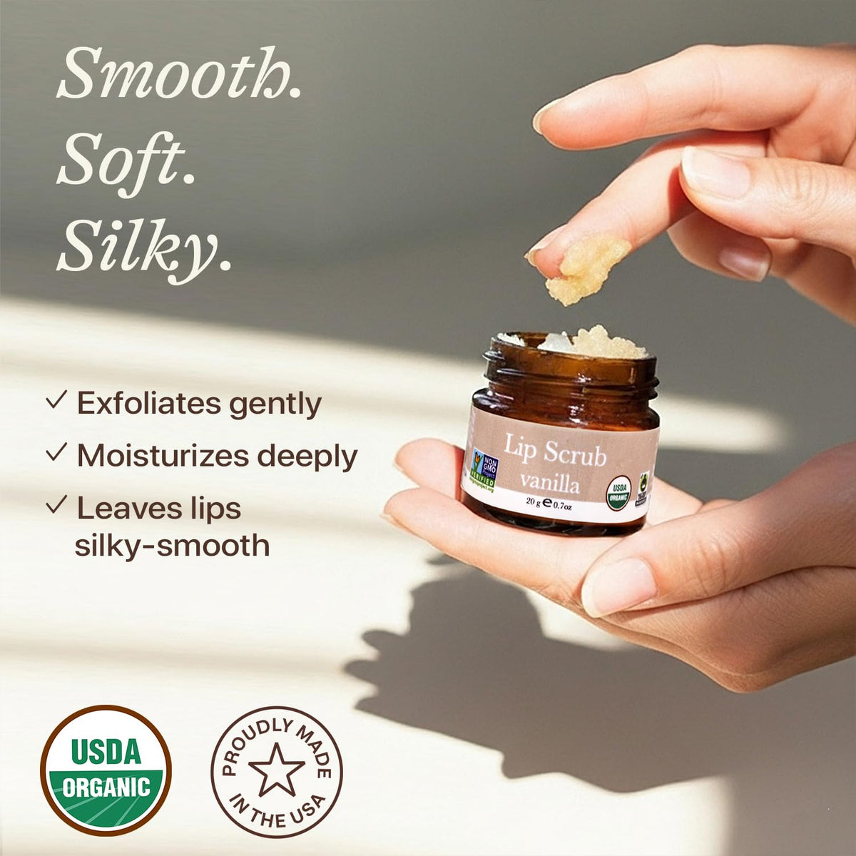 Close-up of Beauty by Earth Organic Lip Scrub Vanilla texture