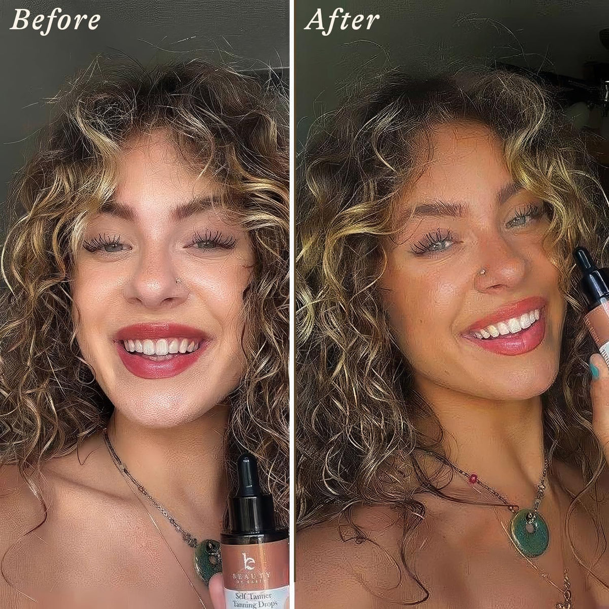 Close-up of Beauty by Earth Self Tanning Drops bottle