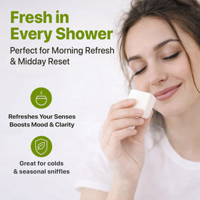 Close-up of Beauty by Earth Shower Steamer with citrus and eucalyptus