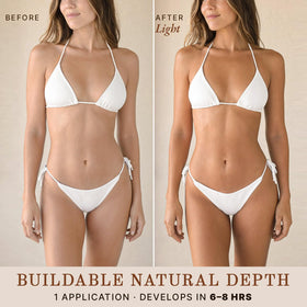 Close-up of Beauty by Earth tanning mousse bottle with natural ingredients