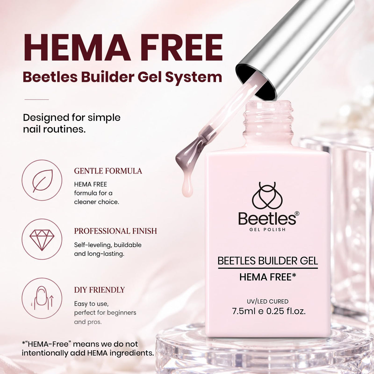 Close-up of beetles Builder Gel in clear and nude shades