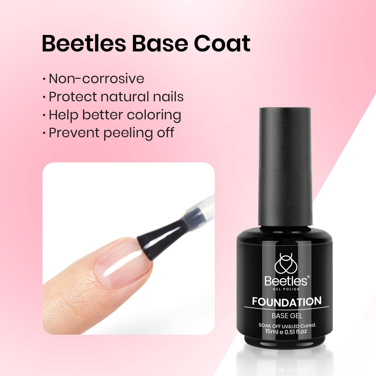 Close-up of beetles Gel base coat 15ml bottle