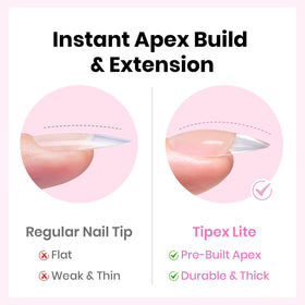 close-up of beetles Gel Nail Tips showing built-in apex design