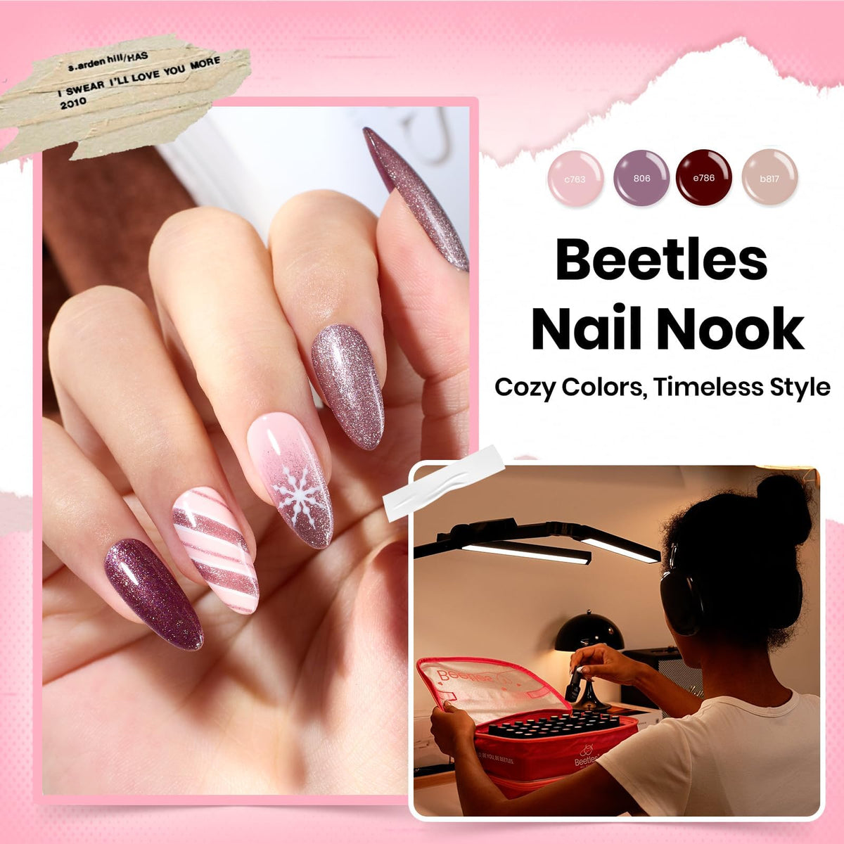 close-up of beetles gel polish application process