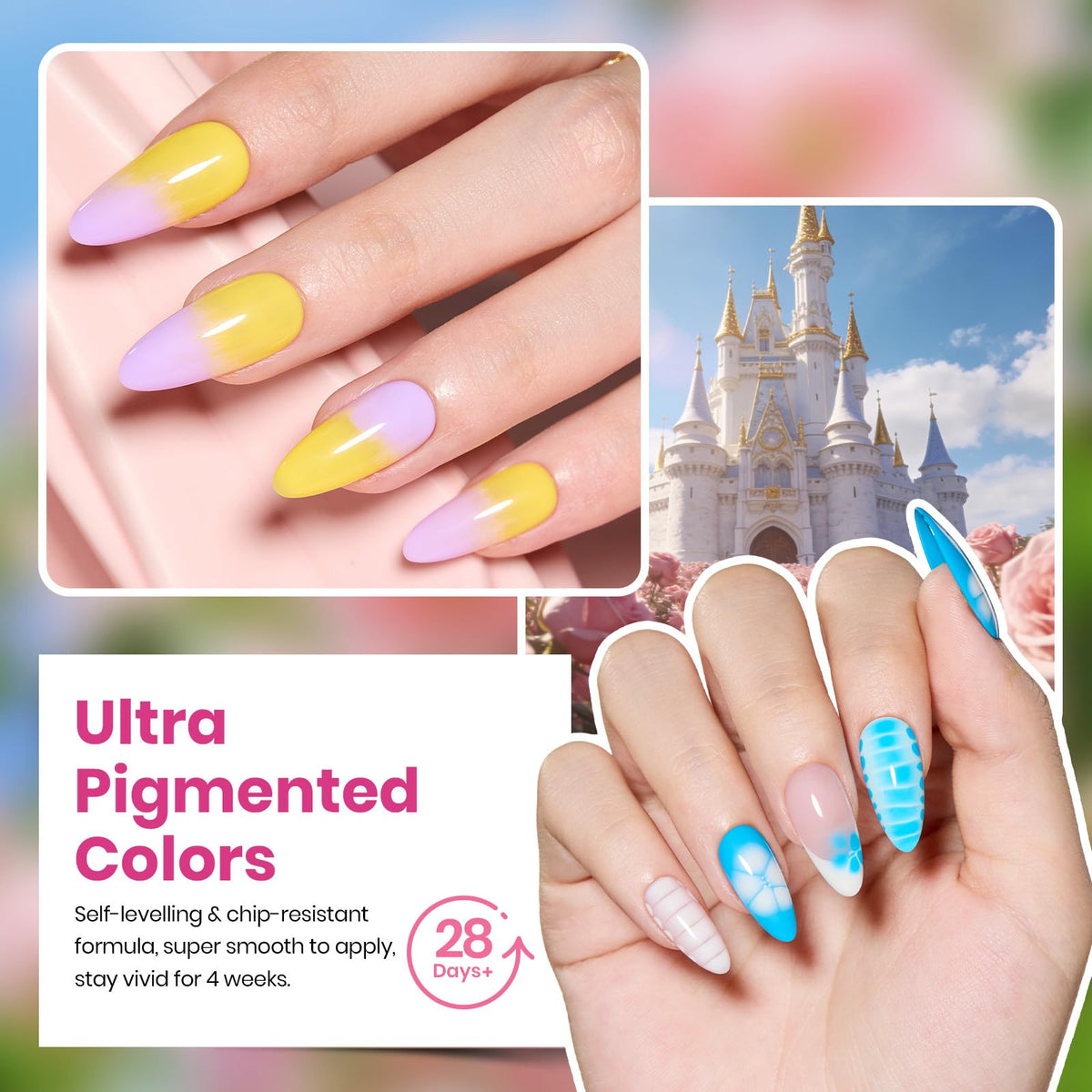 Close-up of beetles Gel Polish blooming effect on nails