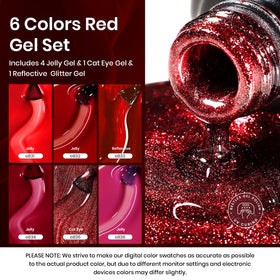 Close-up of beetles Gel Polish cat eye effect in red
