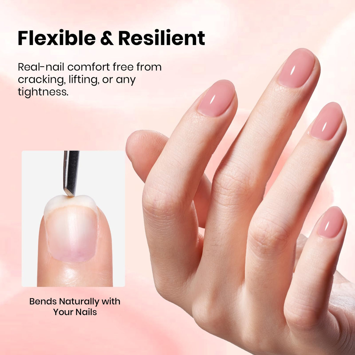 close-up of beetles Gel Polish Rosy Nude Pink Rubber Base Gel texture