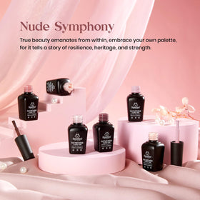 Close-up of beetles Gel Polish shades in pink and brown tones