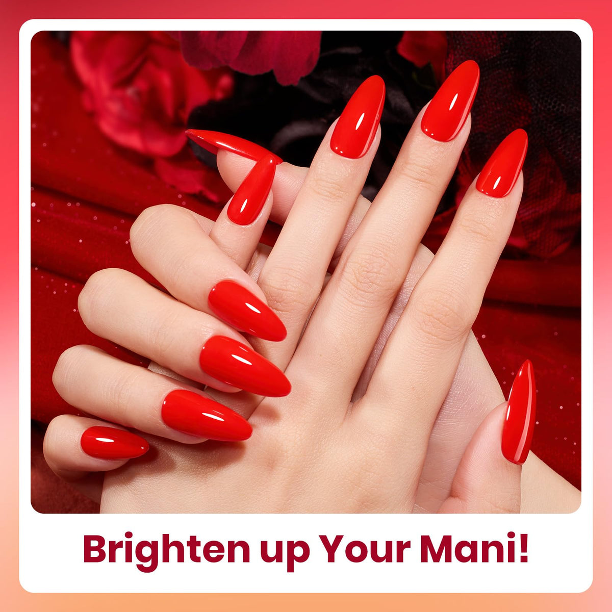 close-up of beetles Gel Polish vibrant red nail polish
