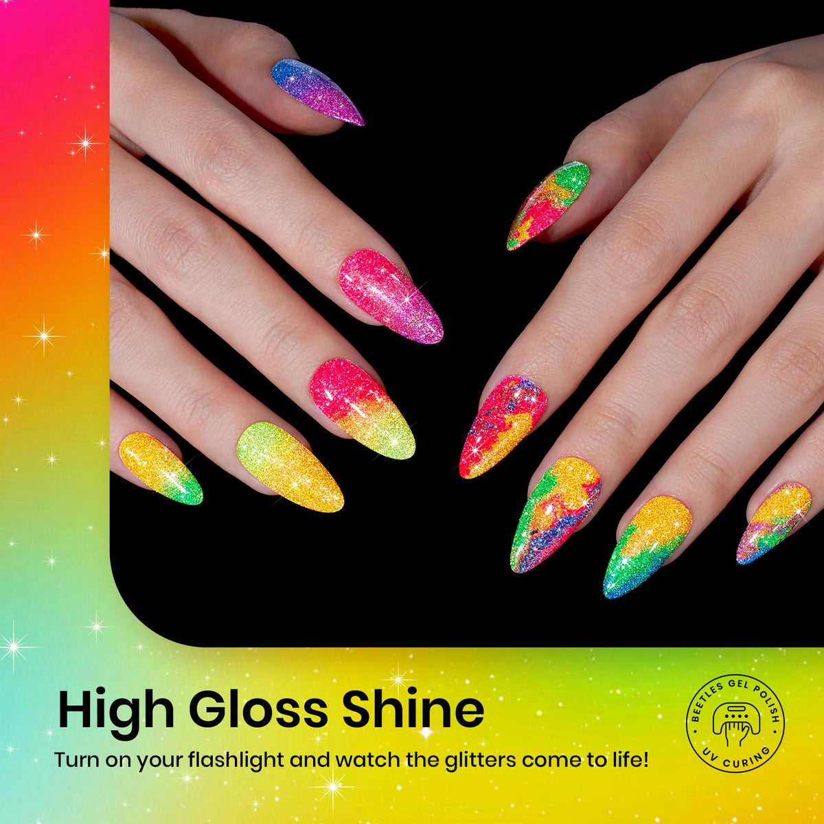 close-up of beetles Glitter Gel Nail Polish in c302
