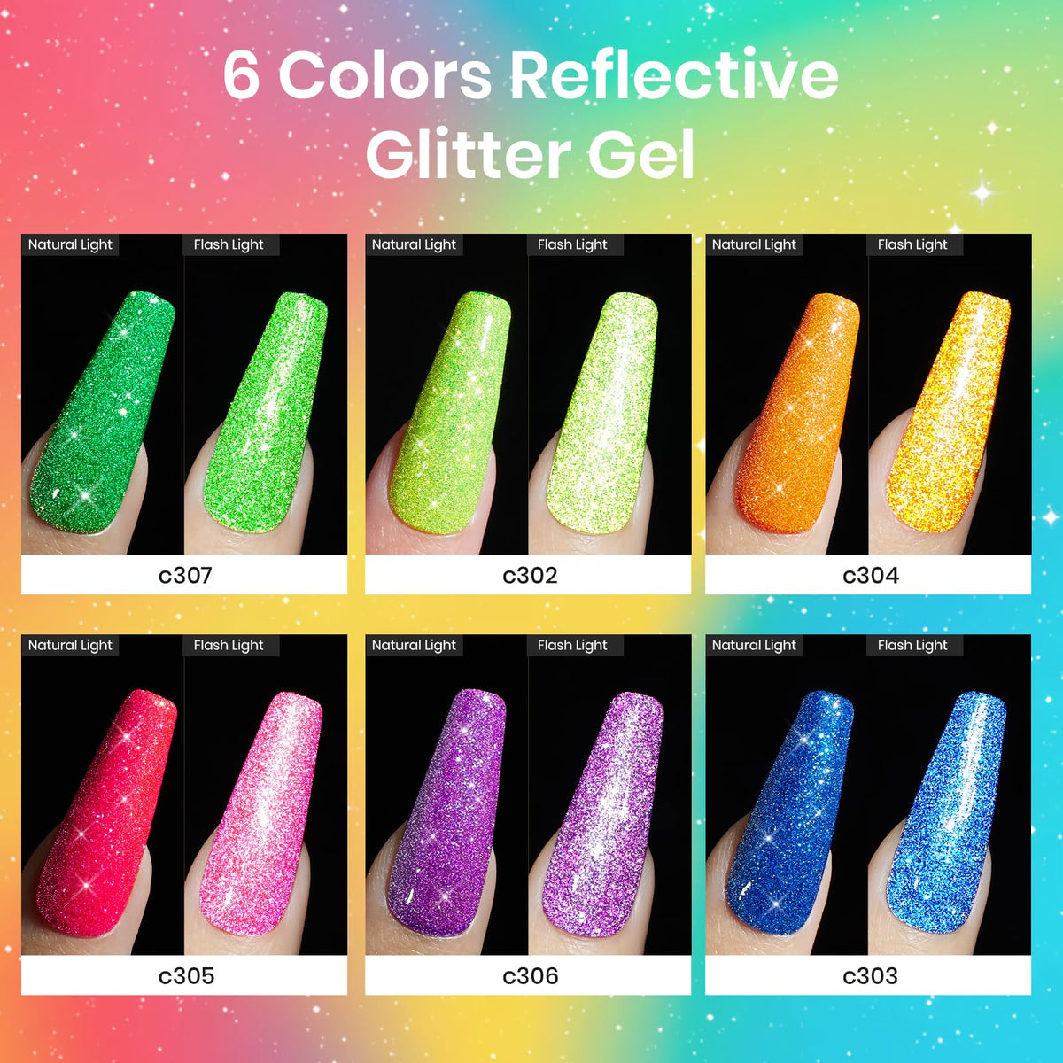 close-up of beetles Glitter Gel Nail Polish in c304