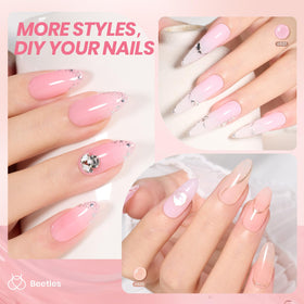 Close-up of beetles jelly gel polish in milky pink shade