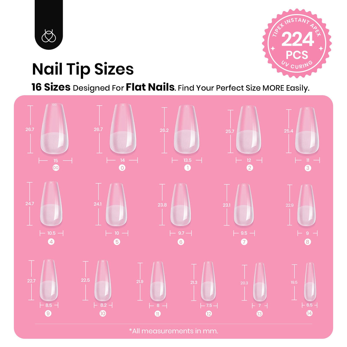 close-up of beetles medium coffin nail tips in various sizes