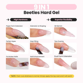 Close-up of beetles nail forms and half cover tips