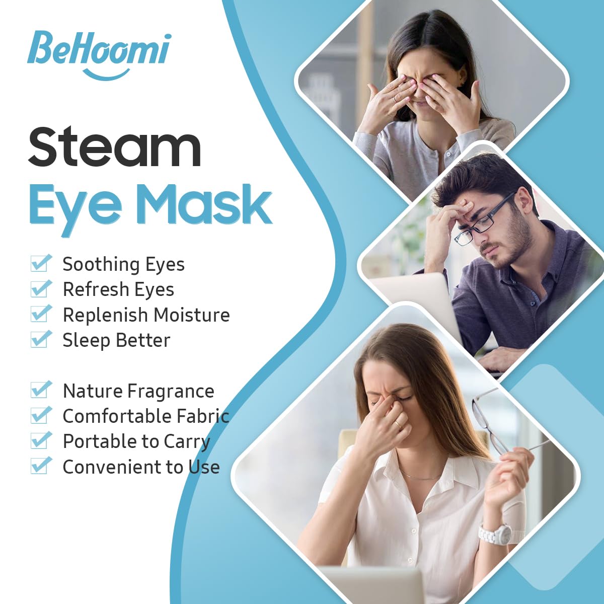 Close-up of BeHoomi Steam Eye Mask fabric texture