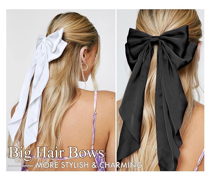 Close-up of beige satin hair bow clip