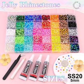 Close-up of BELLEBOOST 5mm rhinestones in various colours