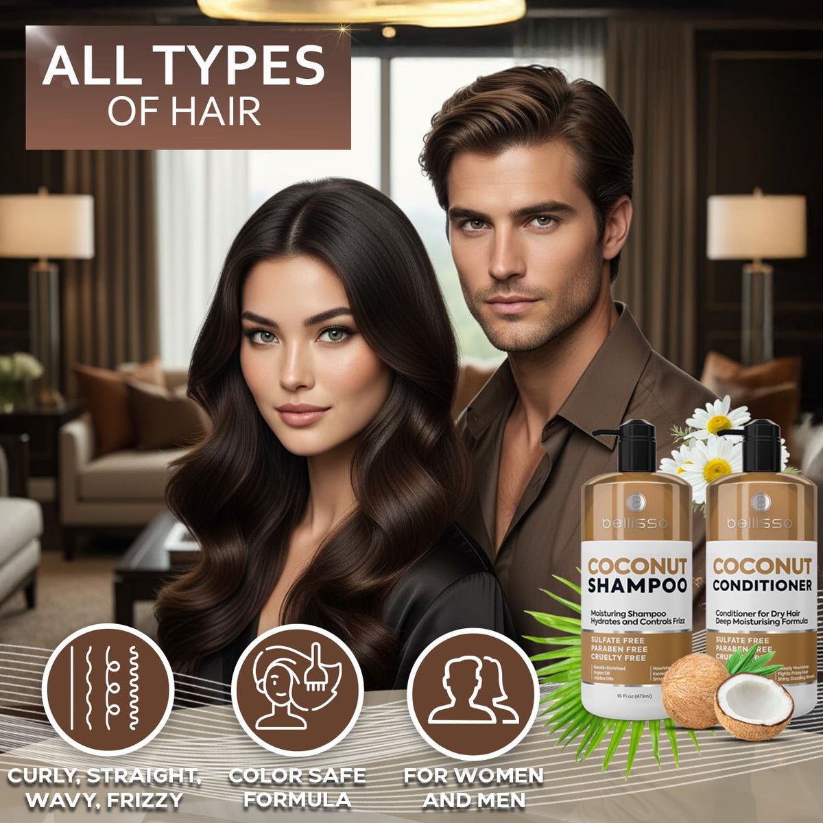 Close-up of BELLISSO Coconut Conditioner texture