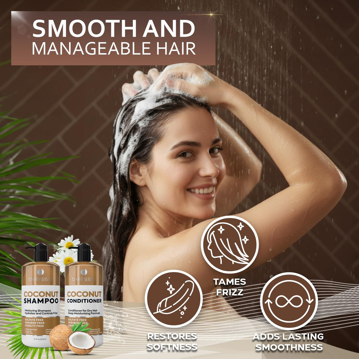 Close-up of BELLISSO Coconut Shampoo texture