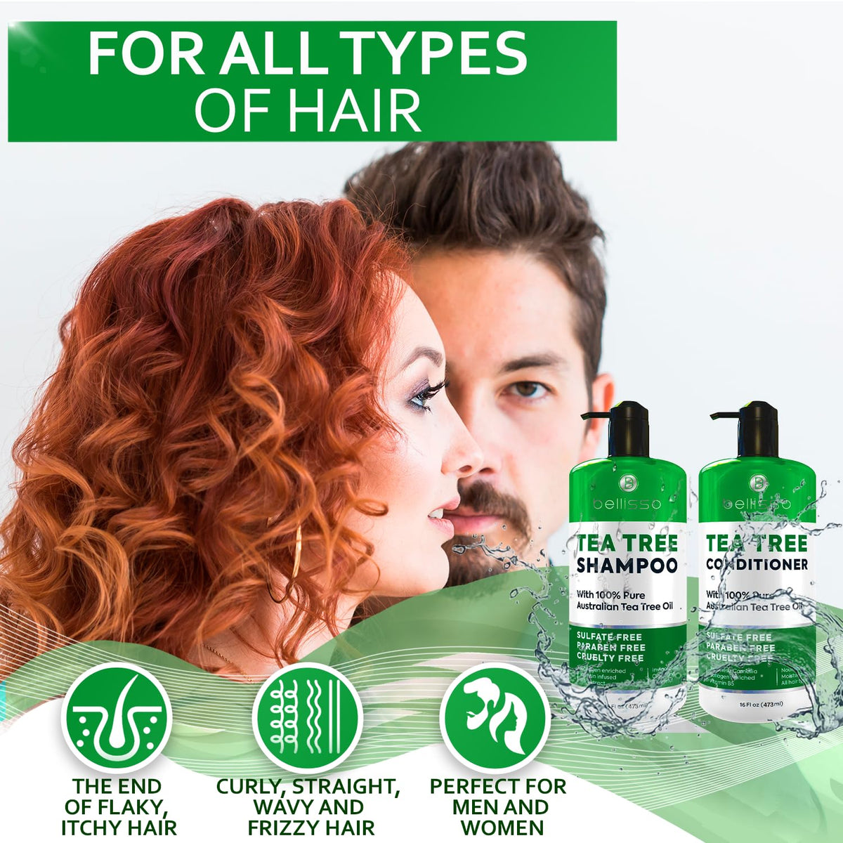 Close-up of BELLISSO Tea Tree Conditioner texture