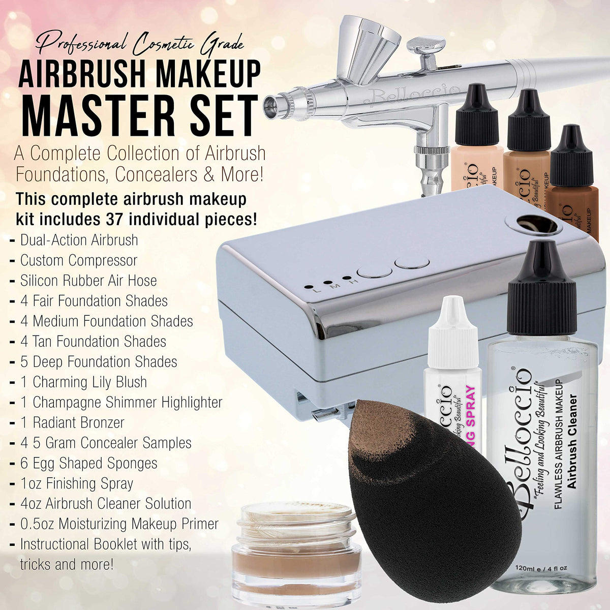 Close-up of Belloccio airbrush makeup application