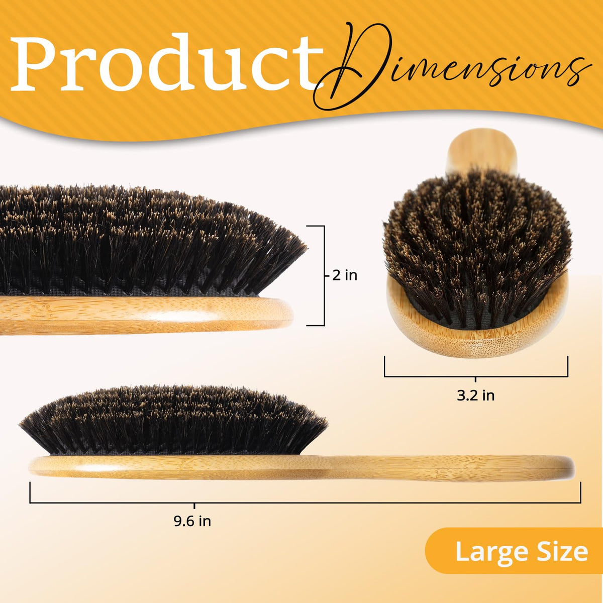 Close-up of Belula boar bristle hair brush showing bristles