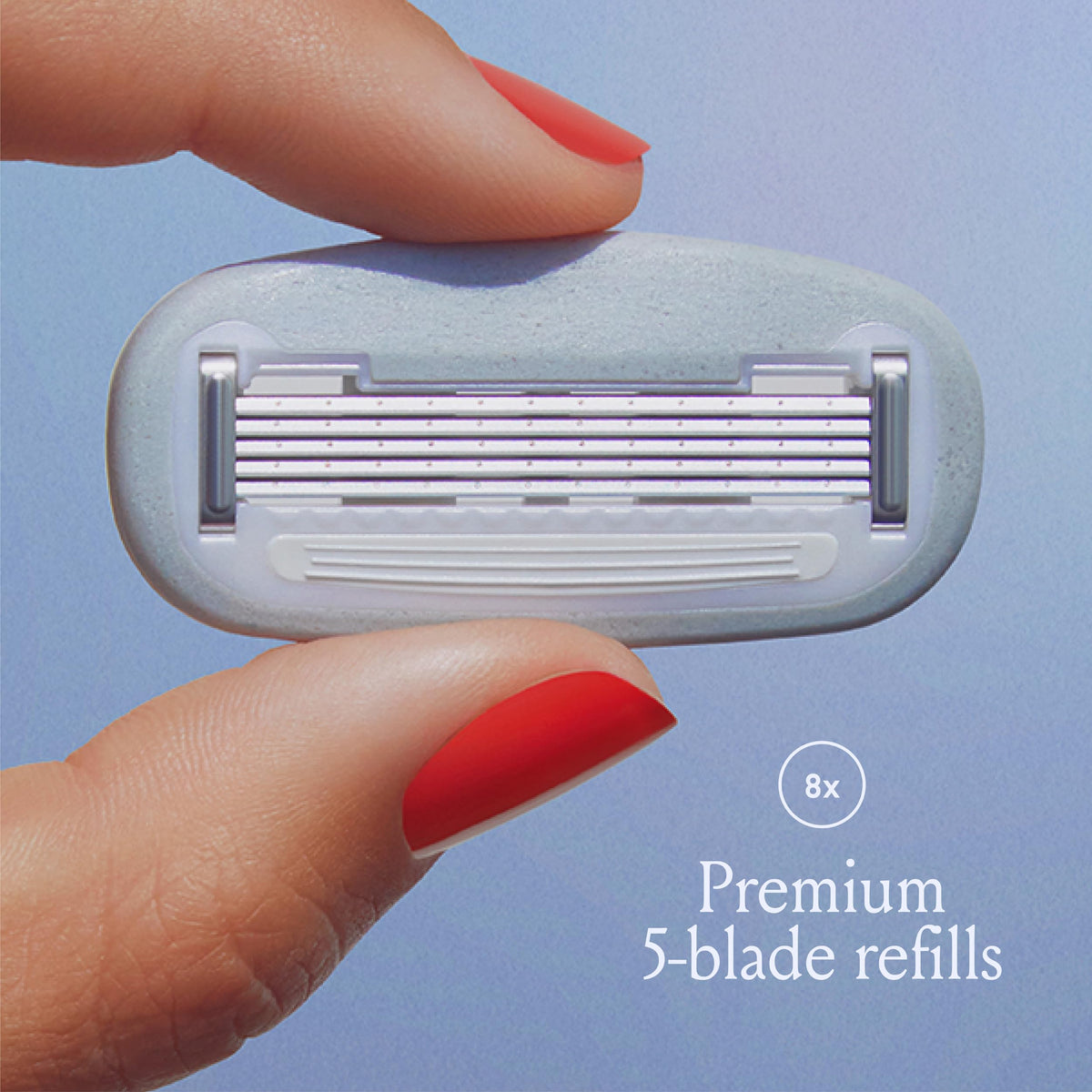 Close-up of Billie Razor Refill Blades showing nickel-free design