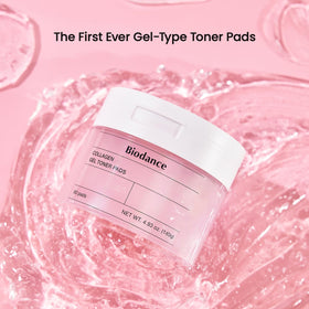 Close-up of BIODANCE Collagen Gel Toner Pads showing texture