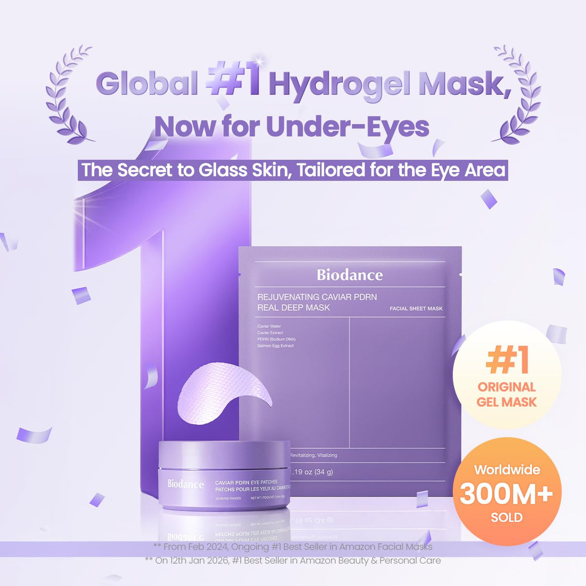 Close-up of BIODANCE Hydrogel Eye Patches with Caviar