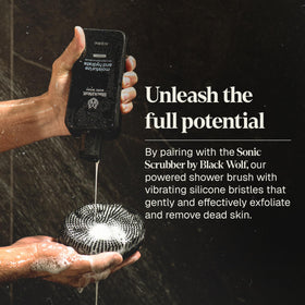 Close-up of Black Wolf body wash texture