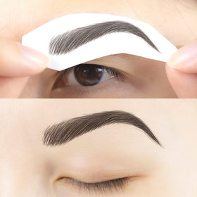 Close-up of Bliss and Beyond USA Eyebrow Tattoo Sticker applied on skin