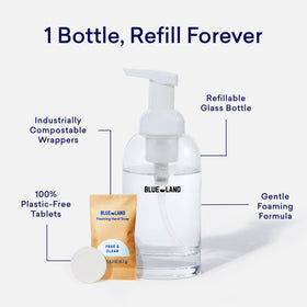 Close-up of BLUELAND Foaming Hand Soap tablet