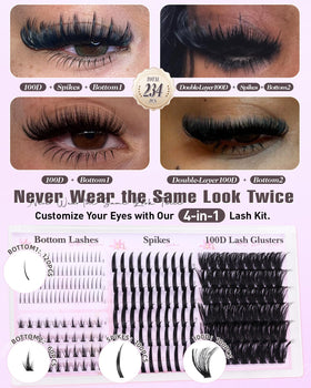 Close-up of Boahankuke spiky lash clusters in different styles