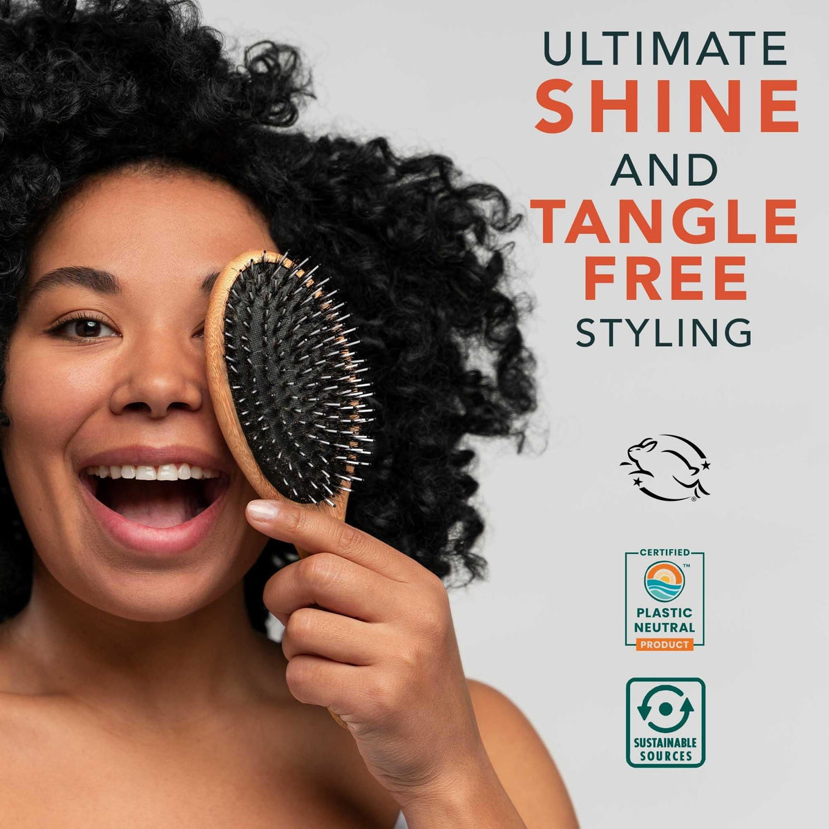 Close-up of boar bristles on Beauty by Earth Hair Brush