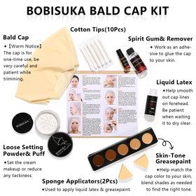 Close-up of BOBISUKA bald cap on a model's head