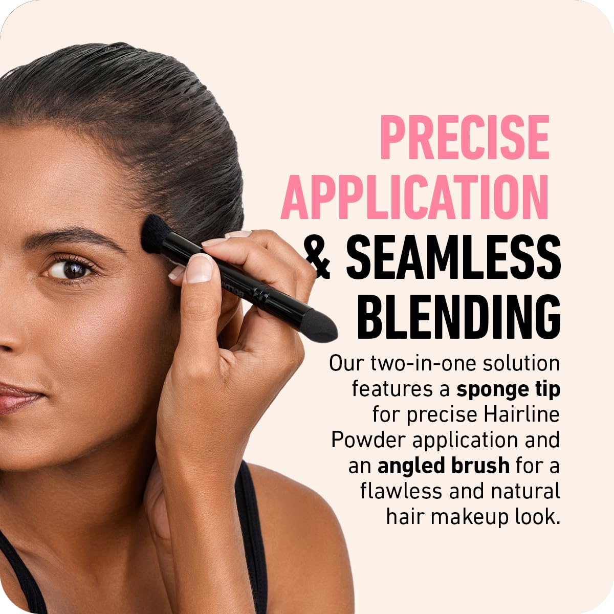 Close-up of Boldify Hairline Powder Brush showing sponge tip for precise application