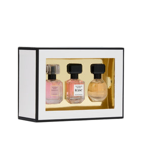 Close-up of BOMBSHELL fragrance bottle in the set