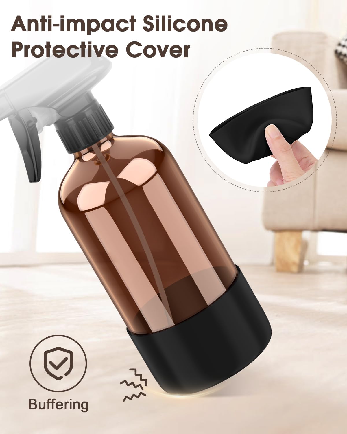 Close-up of Bontip glass spray bottle with UV protection