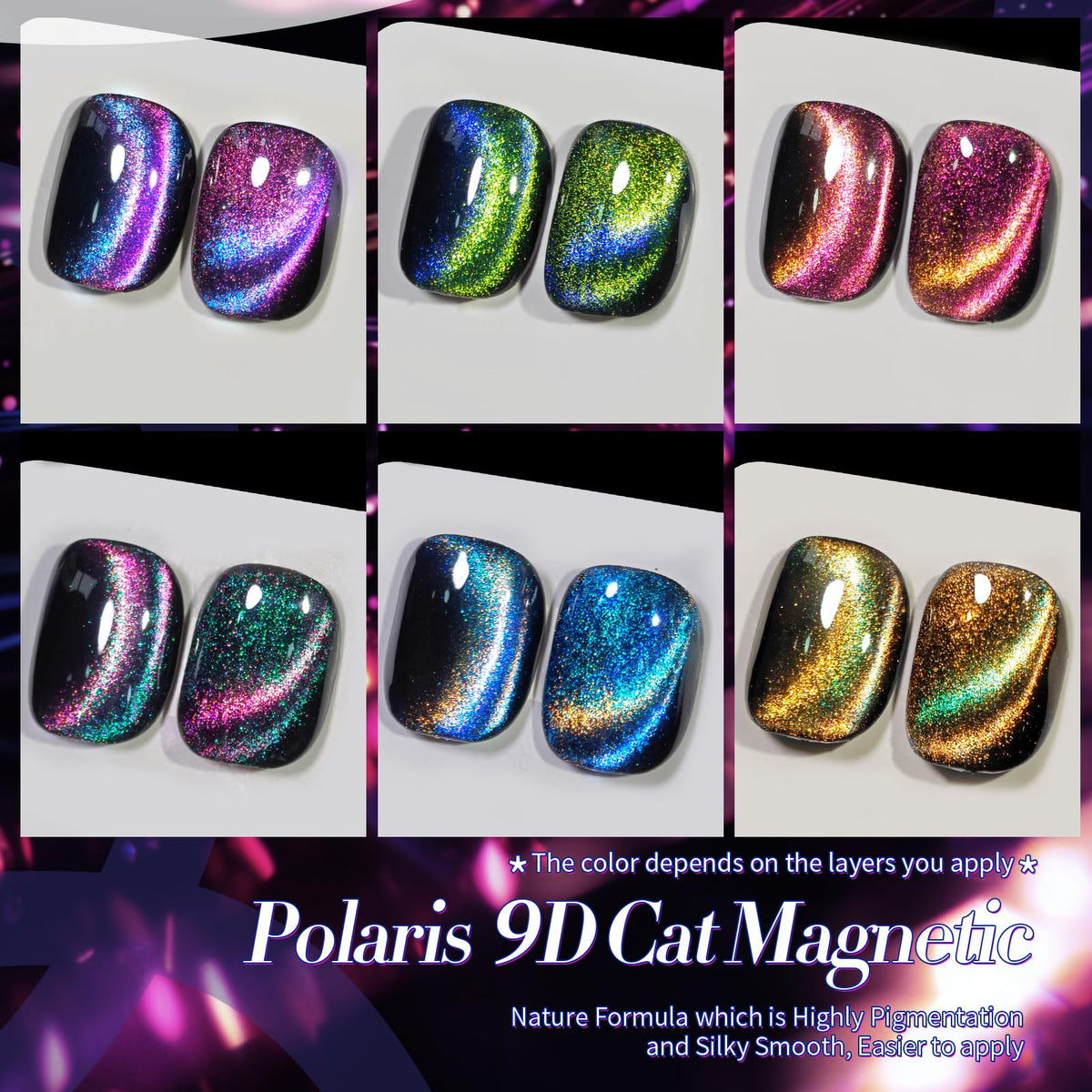 Close-up of Born Pretty 9D Holographic Gel Nail Polish bottles