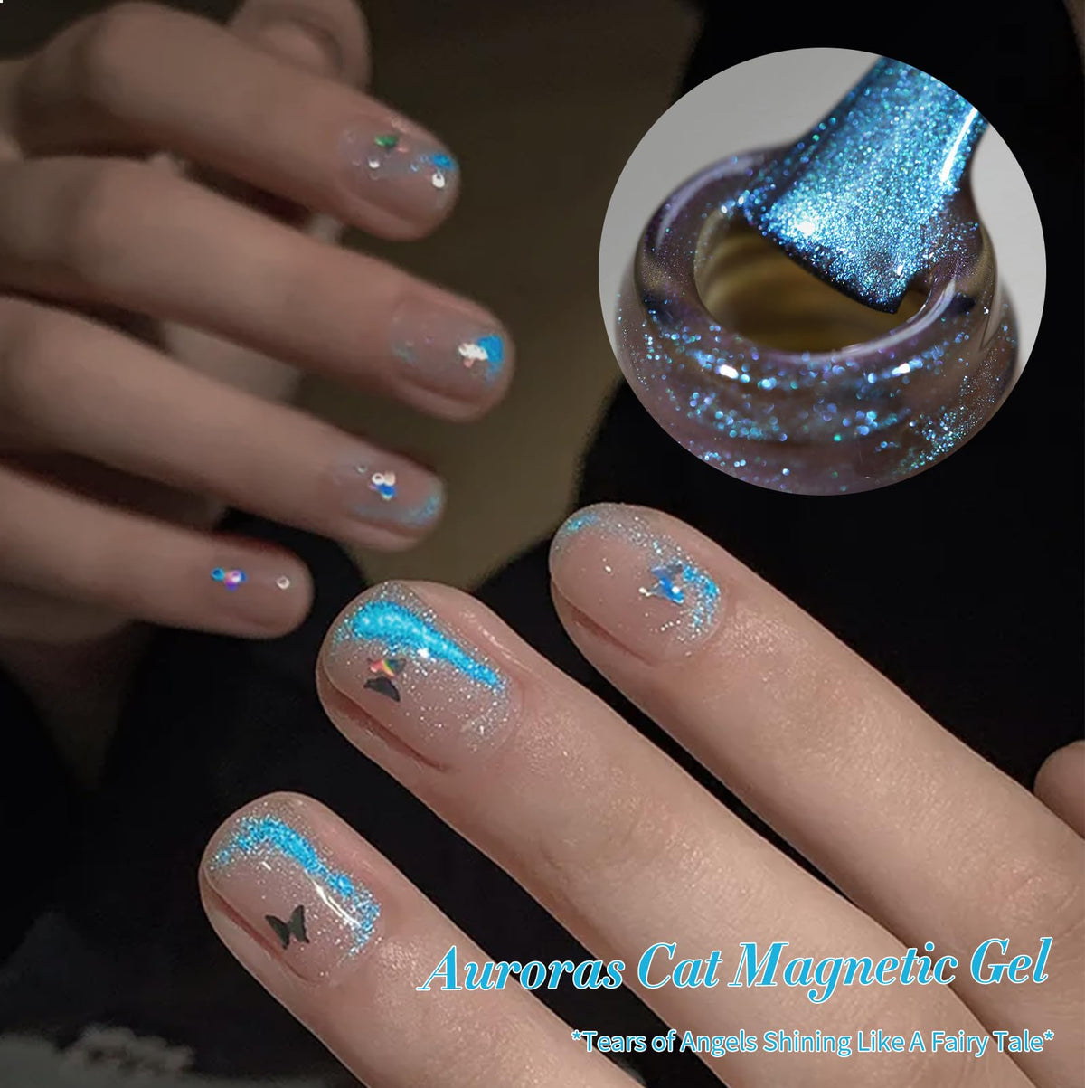 Close-up of Born Pretty Blue Aurora Cat Magnetic Eye Gel Nail Polish texture