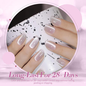 Close-up of Born Pretty Cat Magnetic Eye Gel Nail Polish Moonlight White on nails