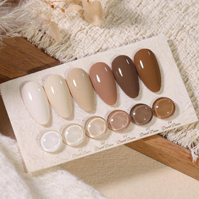 Close-up of Born Pretty gel nail polish in beige shade