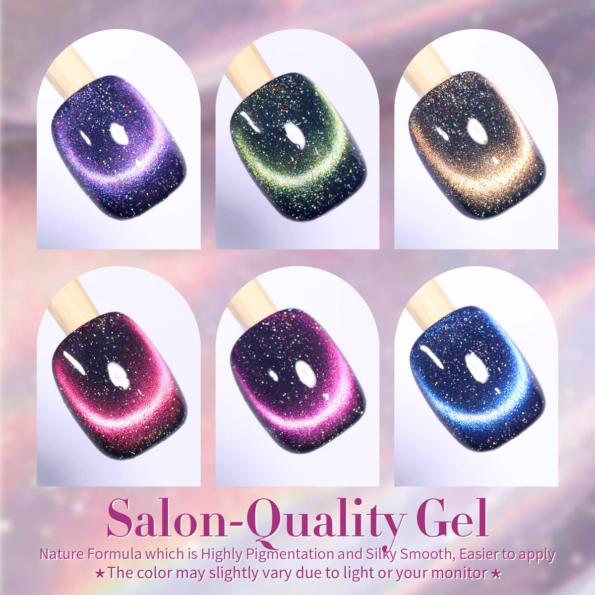 Close-up of Born Pretty gel polish bottle with holographic colour