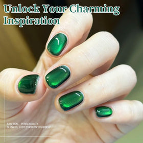 Close-up of Born Pretty Green Cat Magnetic Eye Gel Nail Polish in vibrant green
